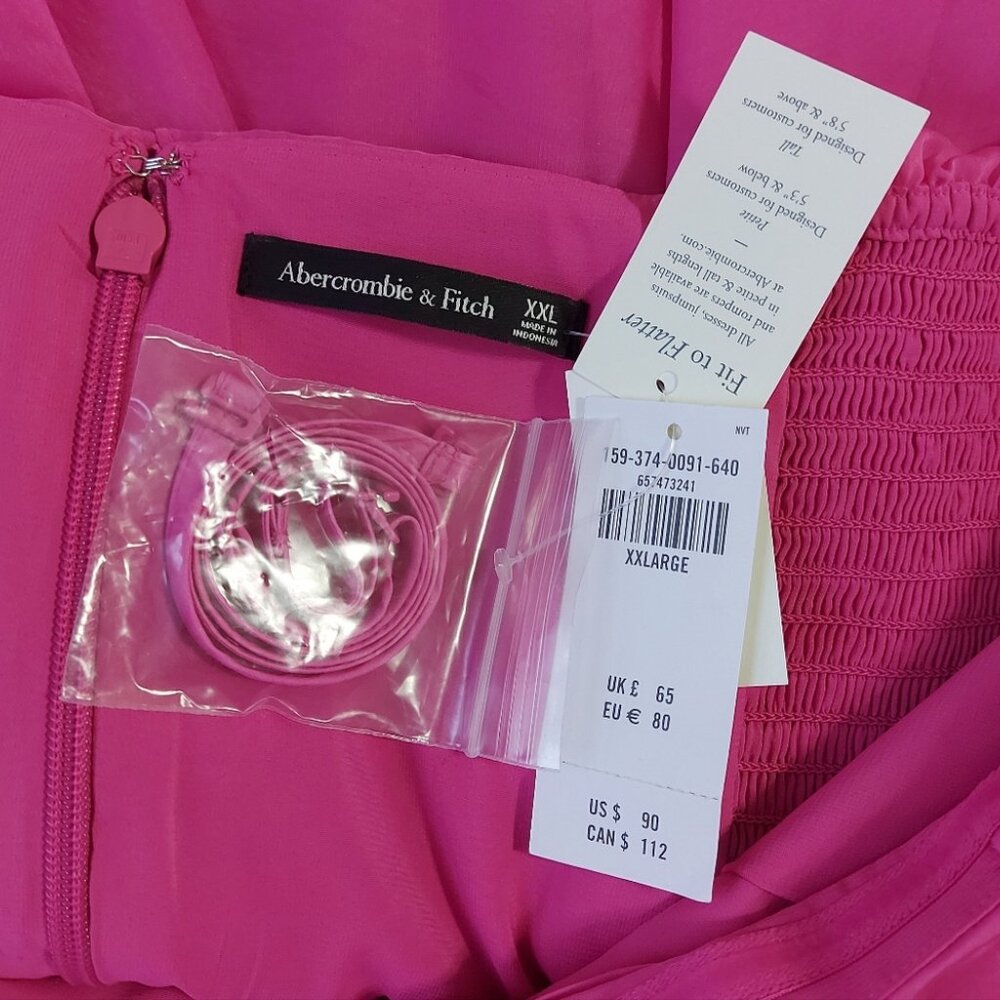 Abercrombie & Fitch Organza Tiered Mini Dress XXL Pink Valentine Date Party Wear - Picture 6 of 10